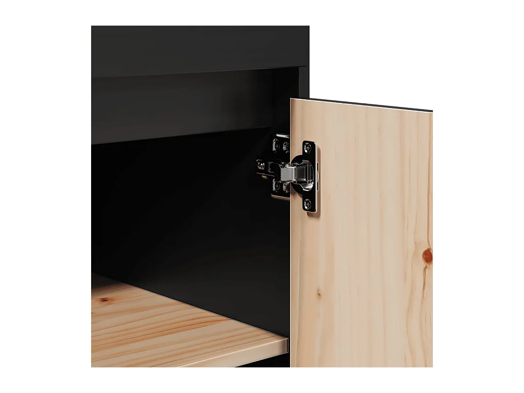 Hoog dressoir Zwart 60x40x116,5 cm Massief grenenhout