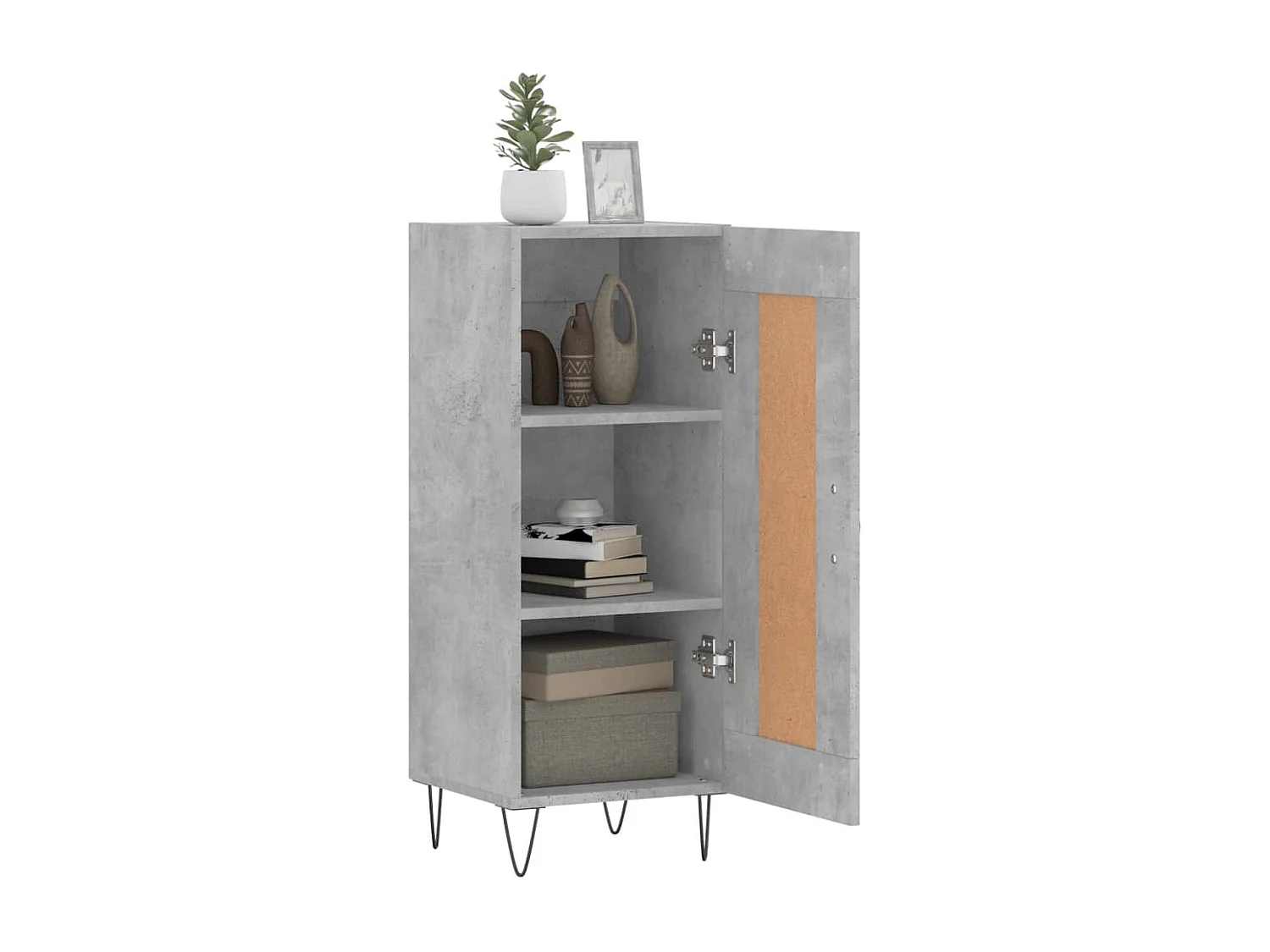 Credenza grigio cemento 34,5x34x90 cm in legno ingegnerizzato