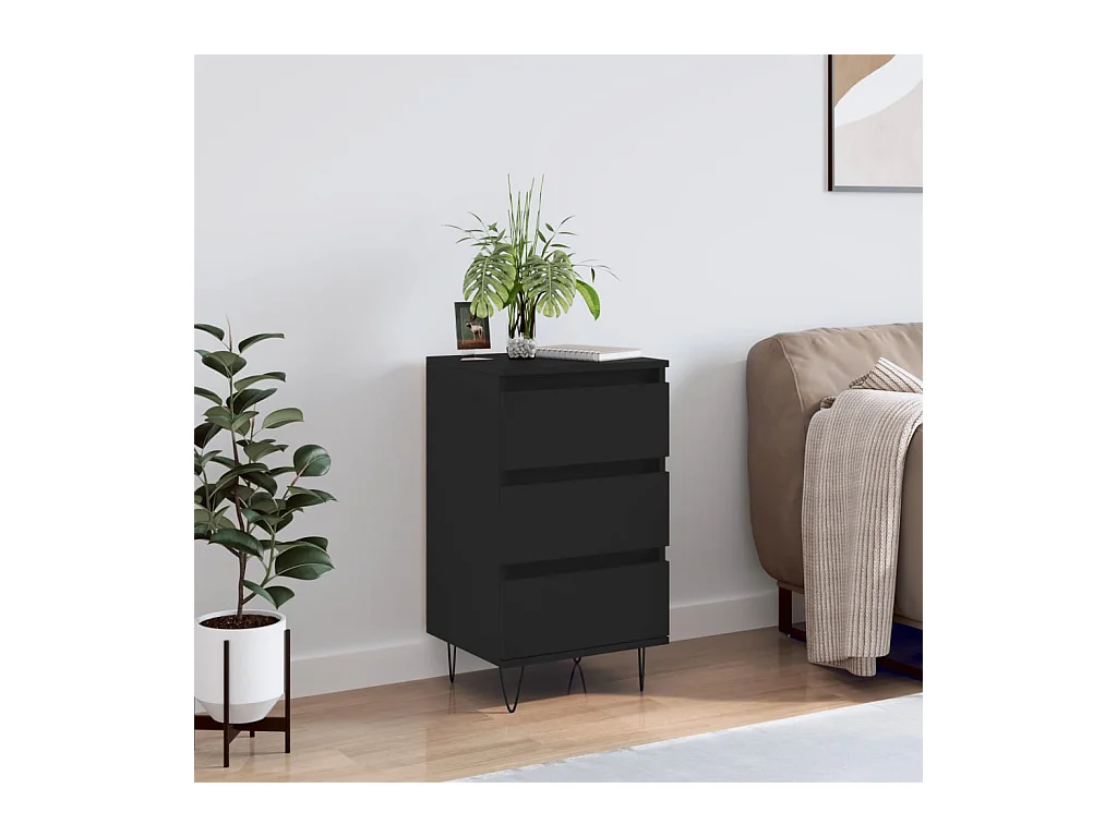 Buffet noir 40x35x70 cm bois d’ingénierie