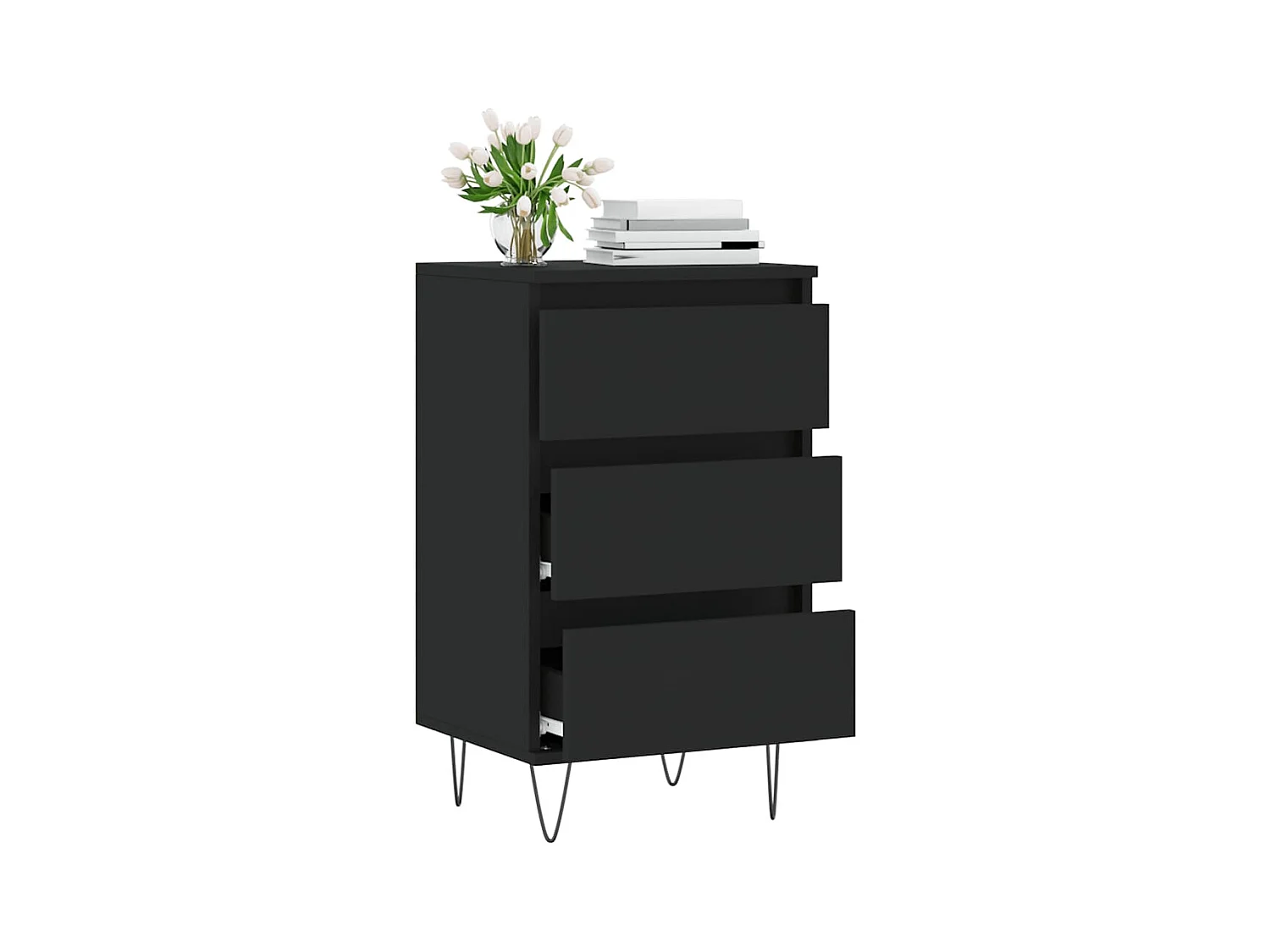 Buffet noir 40x35x70 cm bois d’ingénierie