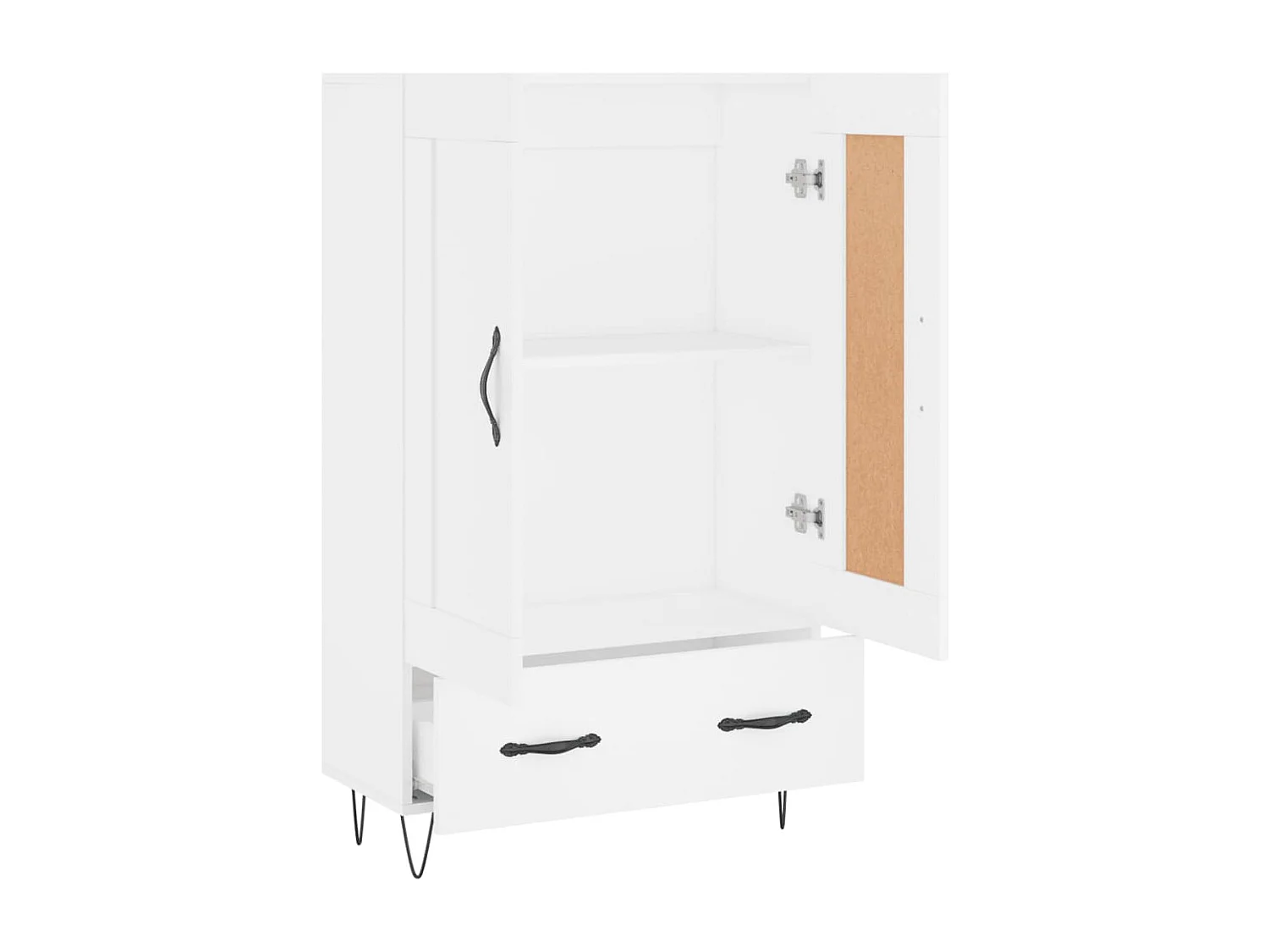 Credenza alta bianca 69,5x31x115 cm in legno ingegnerizzato