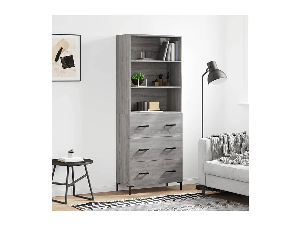 Buffet haut Sonoma gris 69,5x34x180 cm Bois d'ingénierie