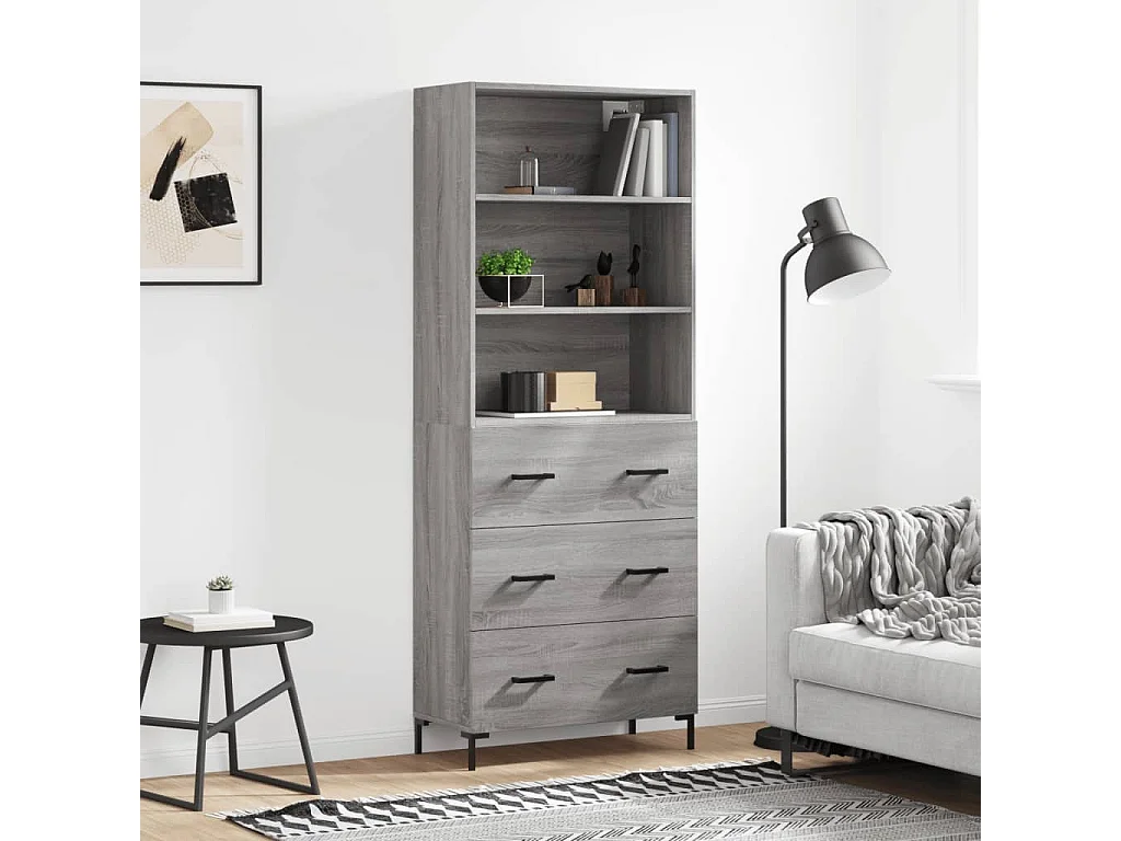 Buffet haut Sonoma gris 69,5x34x180 cm Bois d'ingénierie
