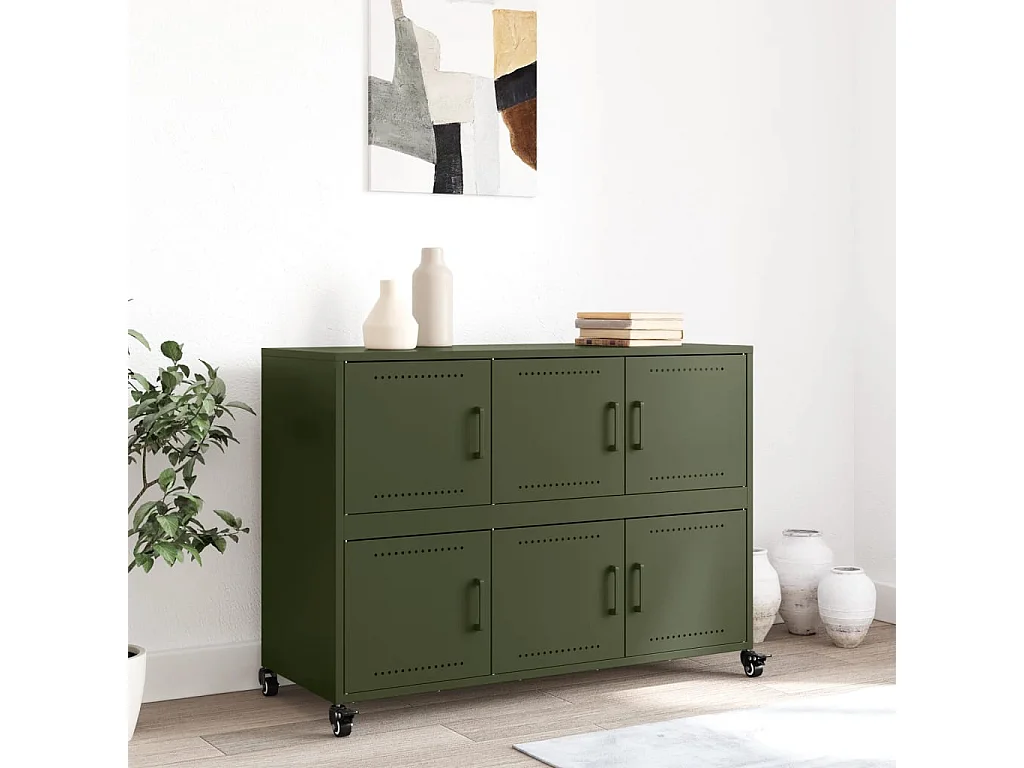 Buffet vert olive 100,5x39x72 cm acier