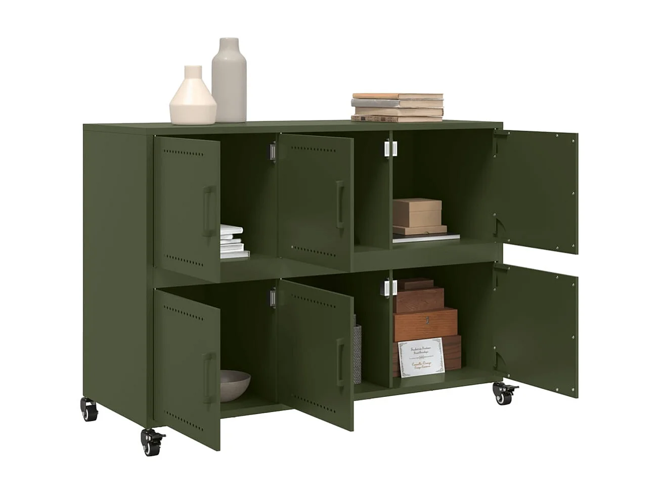 Buffet vert olive 100,5x39x72 cm acier