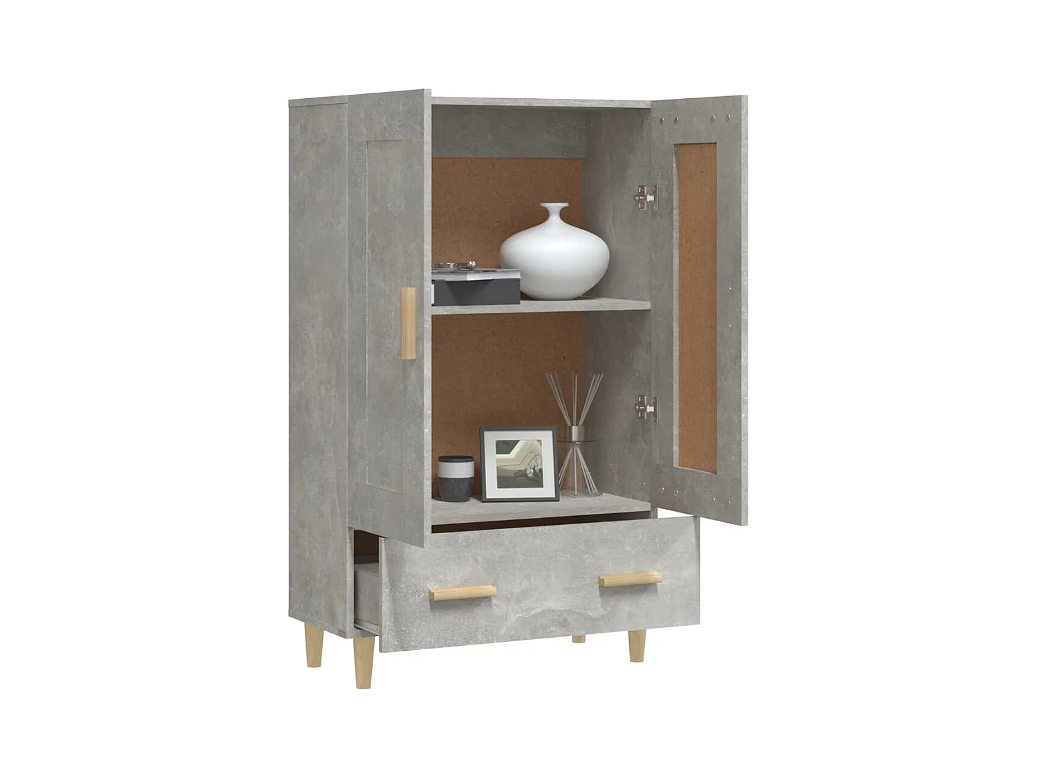 Aparador alto Gris hormigón 70x31x115 cm Madera de ingeniería