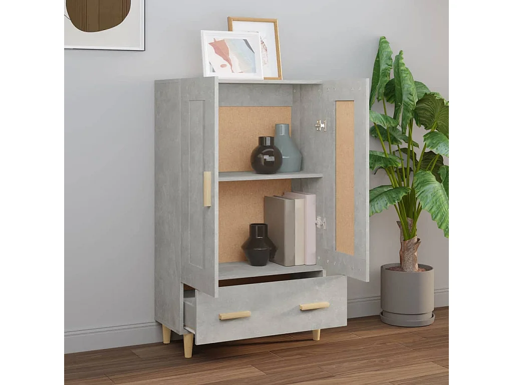 Buffet haut Gris béton 70x31x115 cm Bois d'ingénierie