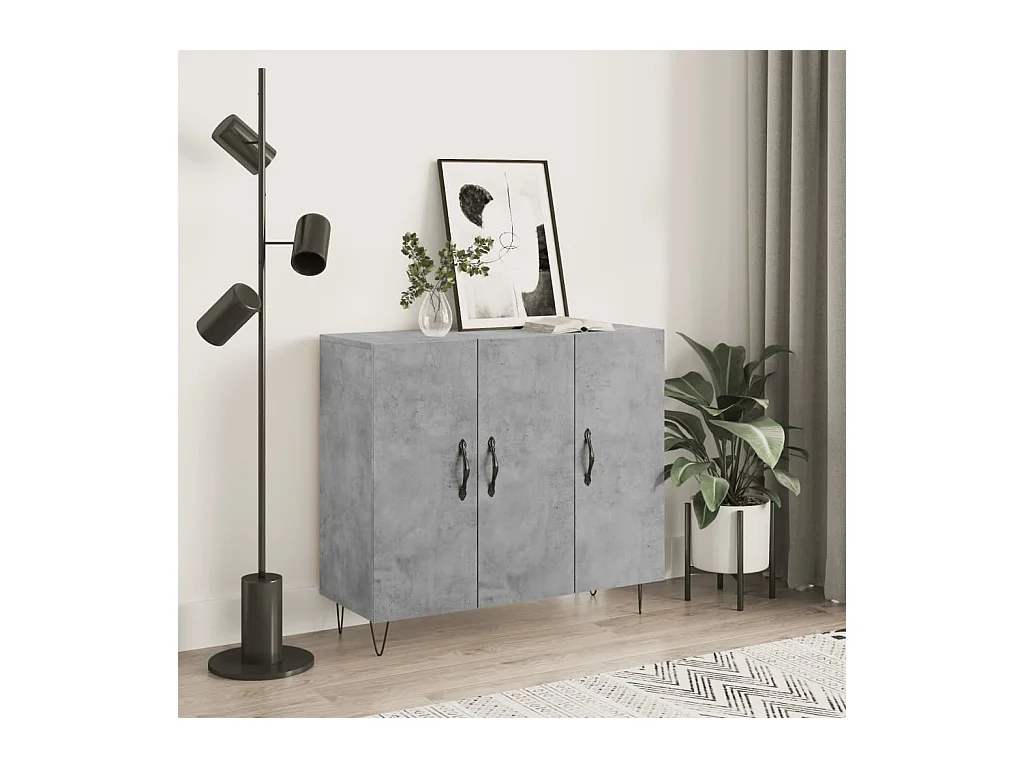 Buffet gris béton 90x34x80 cm bois d'ingénierie