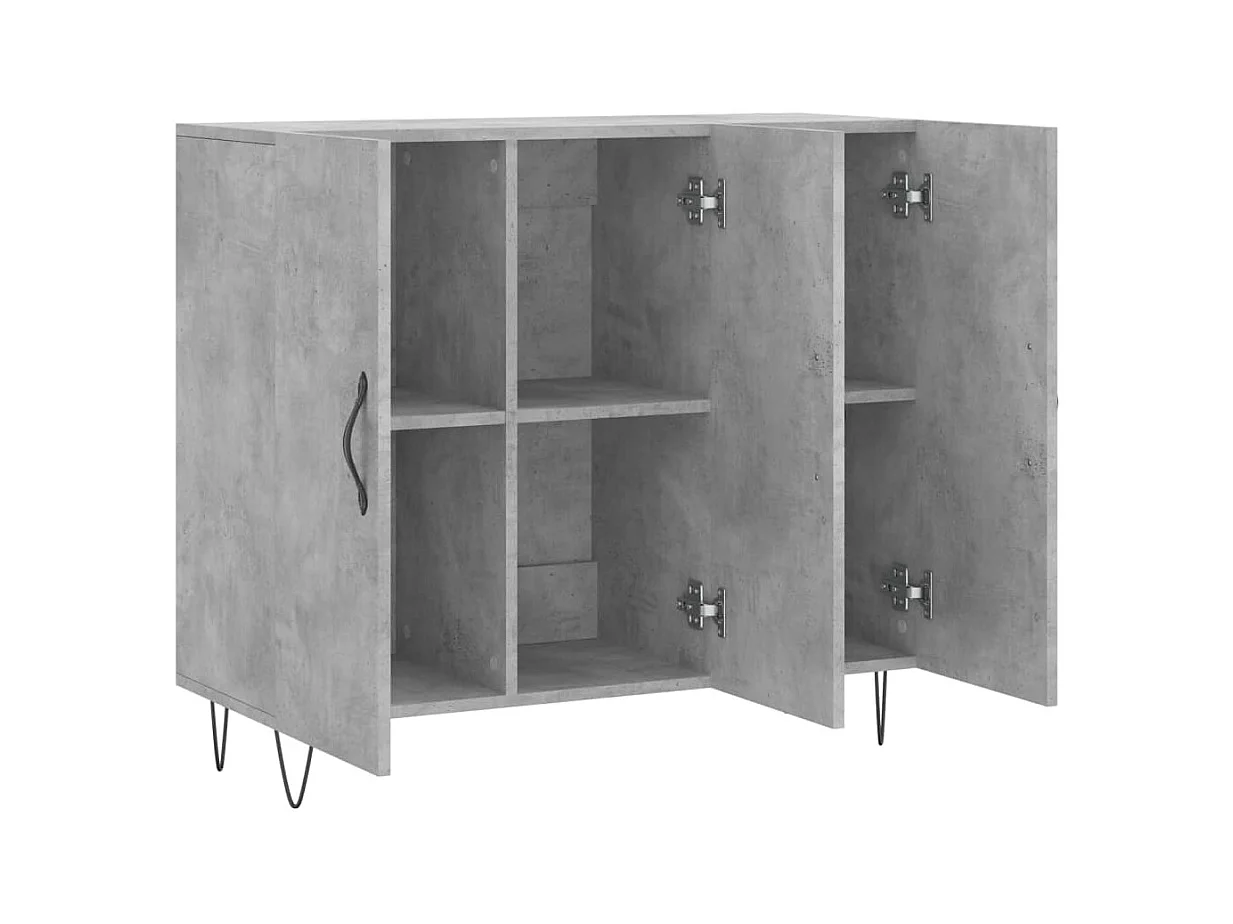 Buffet gris béton 90x34x80 cm bois d'ingénierie
