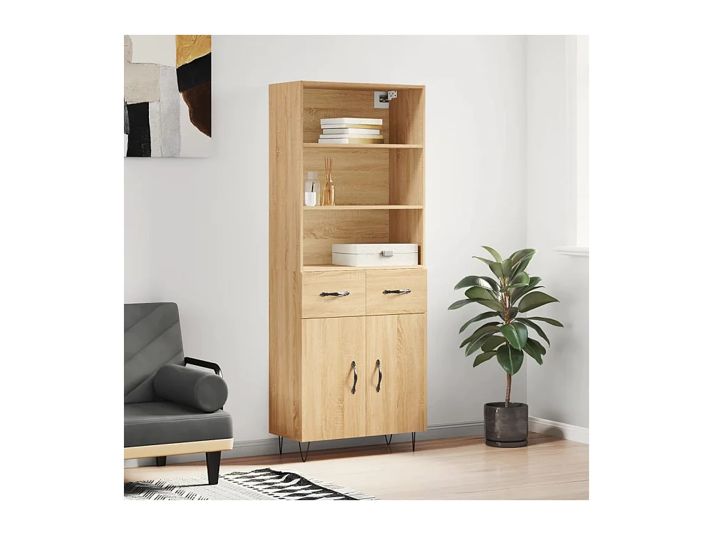 Buffet haut Chêne sonoma 69,5x34x180 cm Bois d'ingénierie