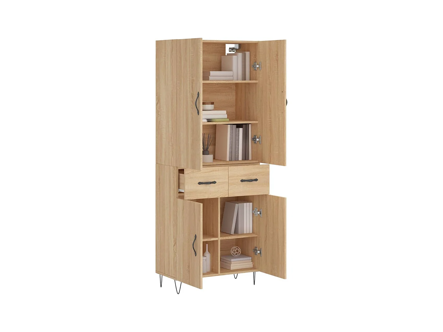 Hoog dressoir Sonoma eiken 69,5x34x180 cm Technisch hout