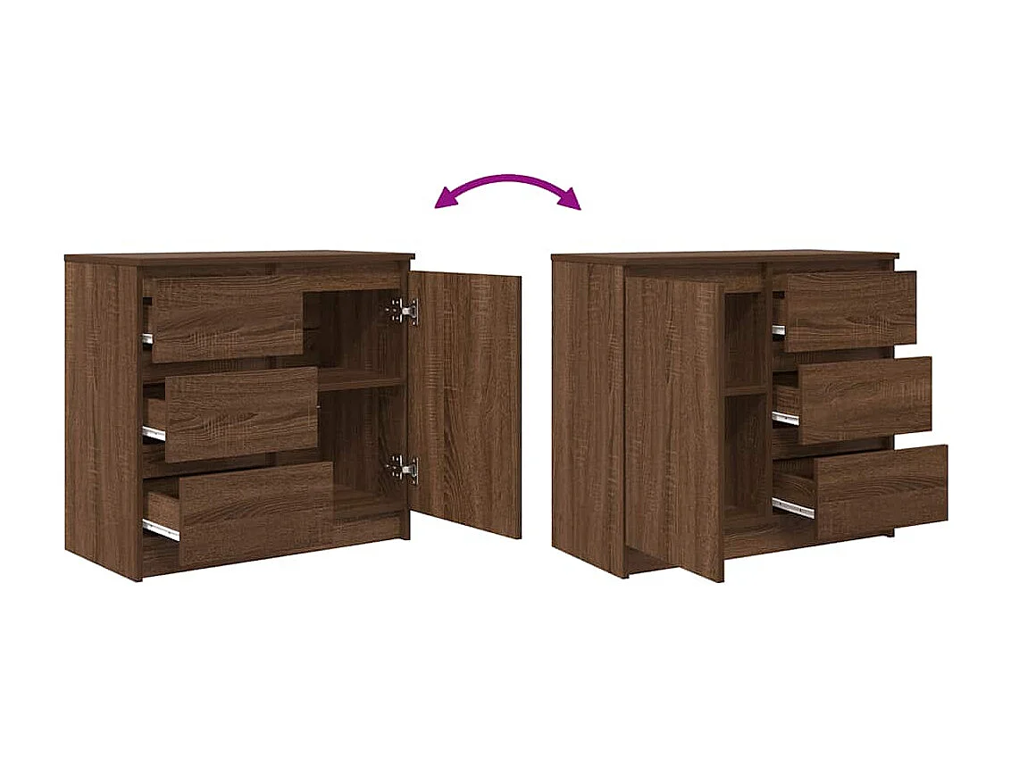 Buffet avec tiroir chêne brun 71x35x65 cm bois d'ingénierie