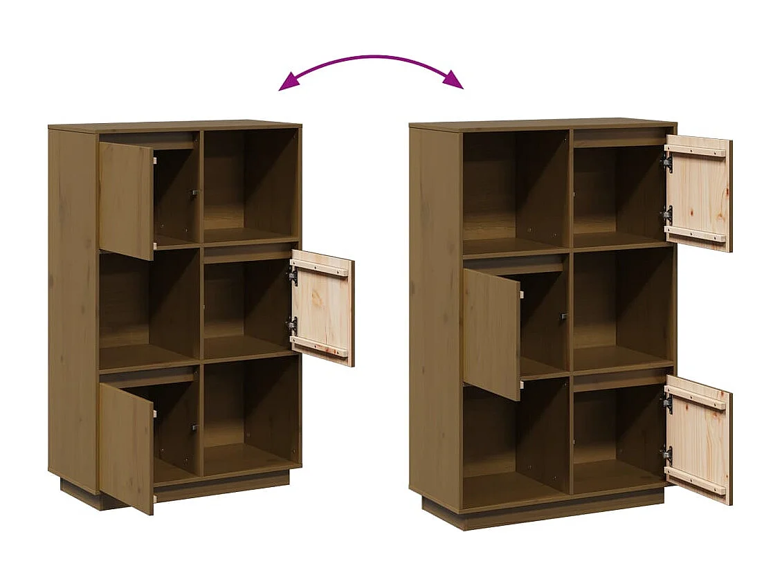 Buffet Marron miel 74x35x117 cm Bois massif de pin