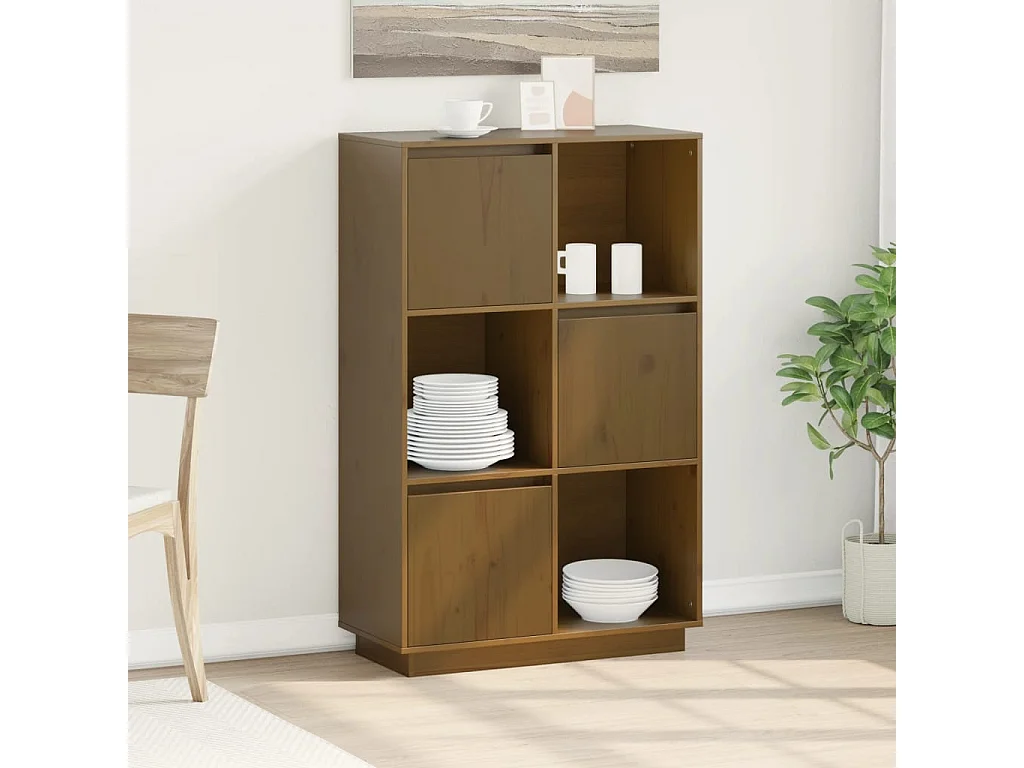 Buffet Marrone miele 74x35x117 cm Legno massello di pino