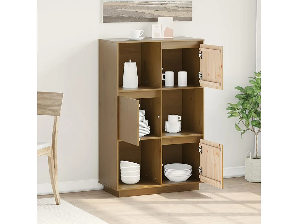 Buffet Marrone miele 74x35x117 cm Legno massello di pino