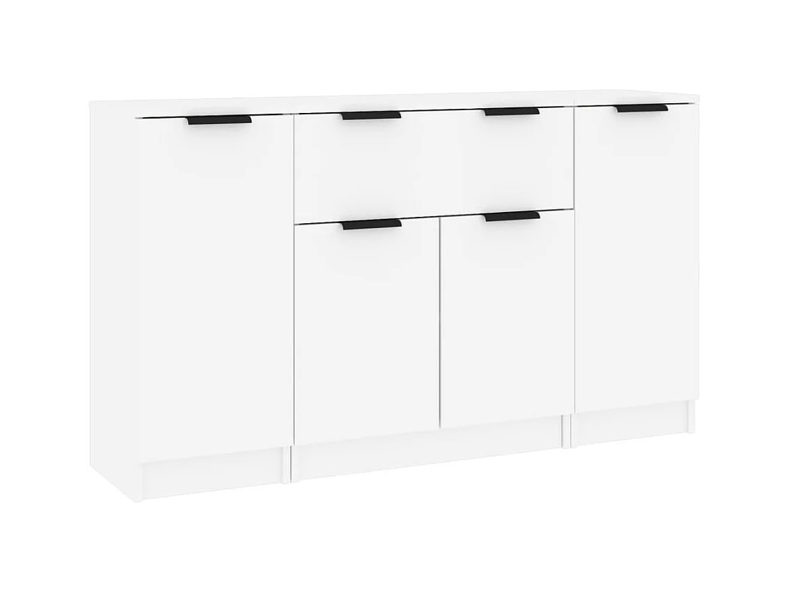 Buffets 3 pcs Blanc Bois d'ingénierie