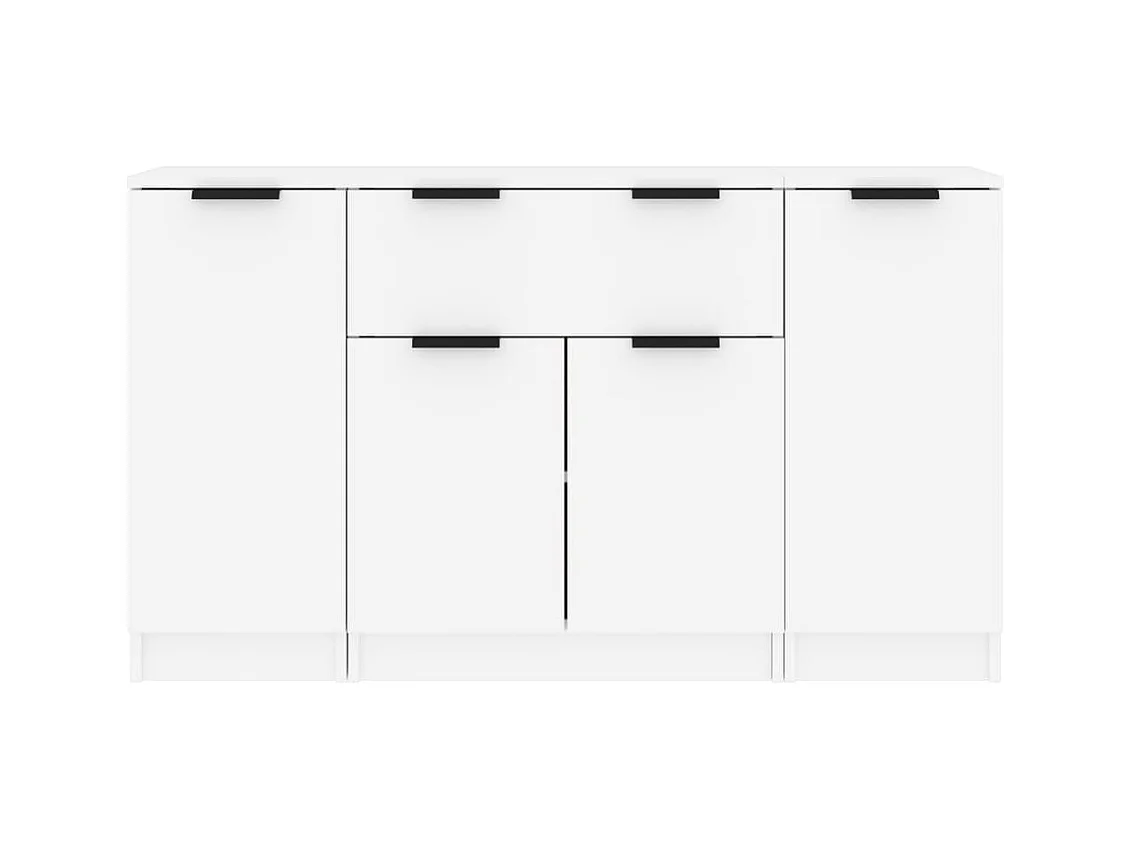 Buffets 3 pcs Blanc Bois d'ingénierie