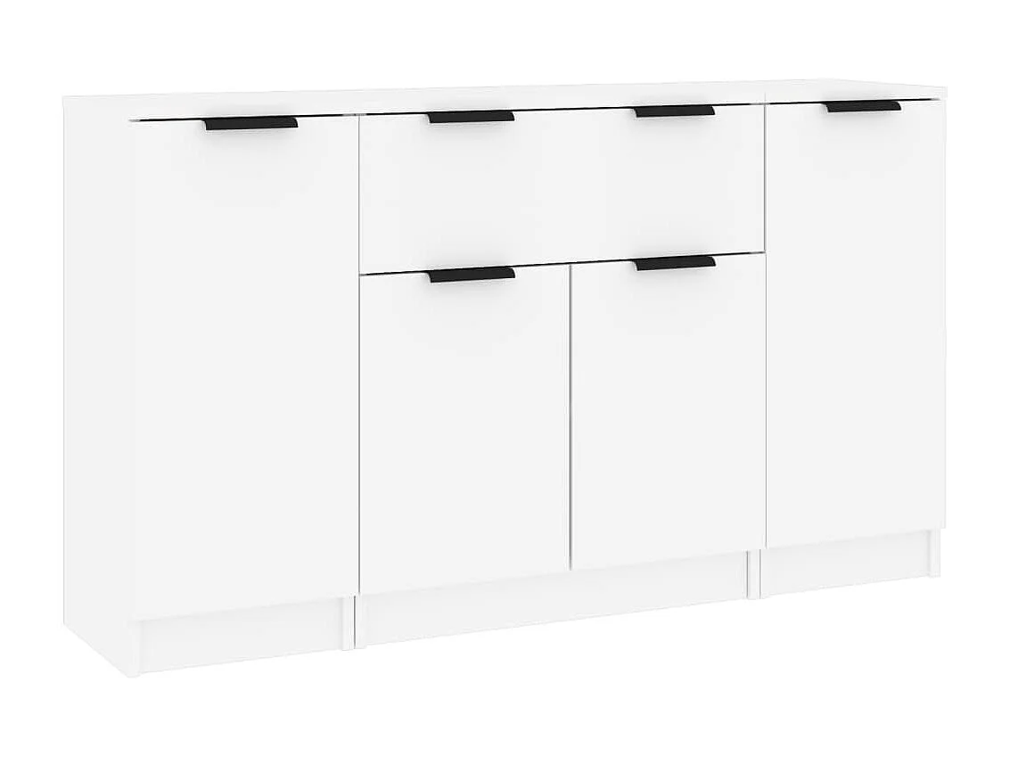 Juego de aparador de 3 piezas, madera de ingeniería blanca