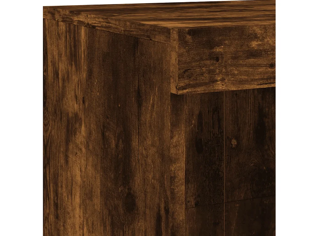 Buffet avec lumières LED chêne fumé 81x37x100 cm