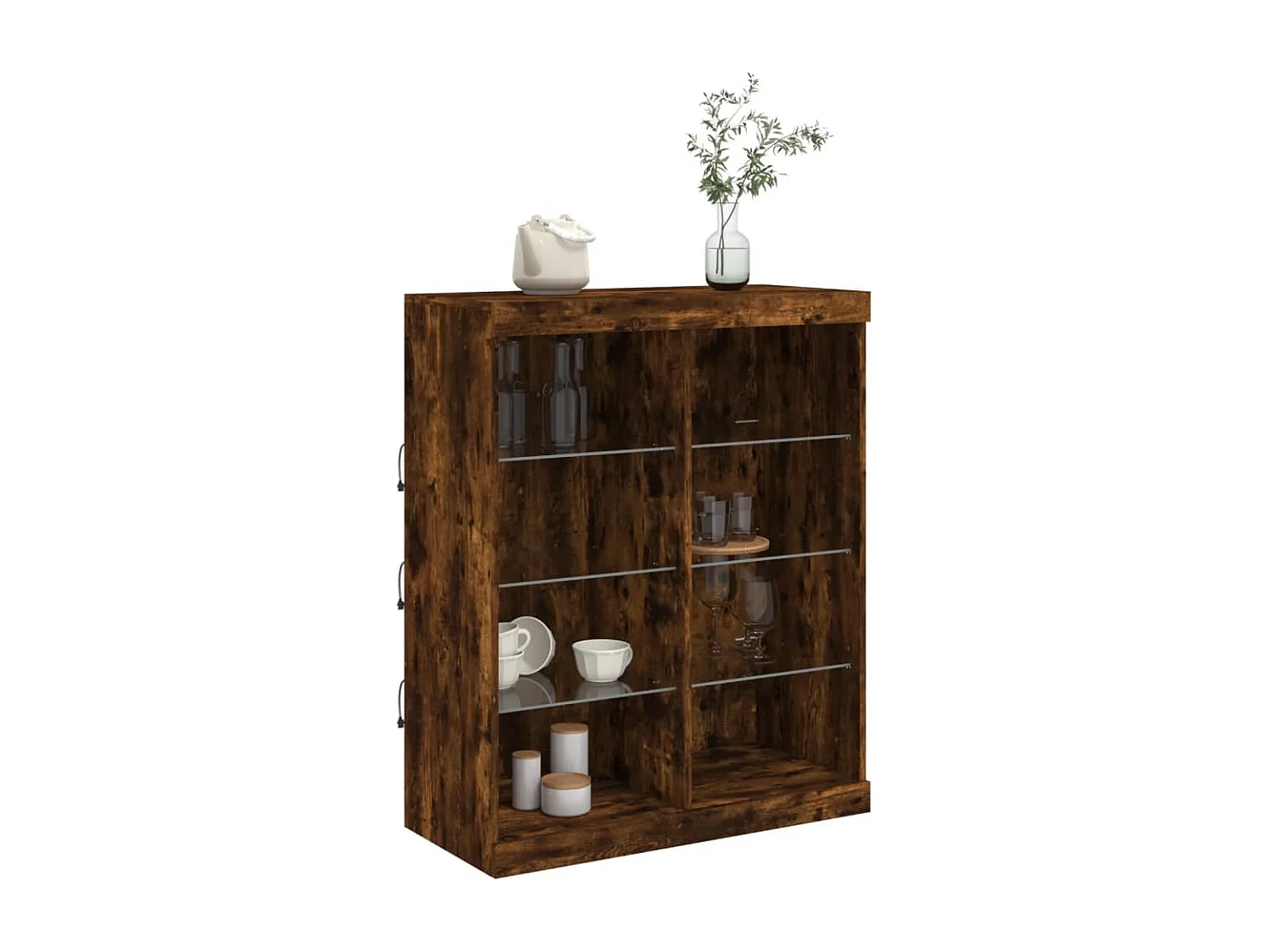 Buffet avec lumières LED chêne fumé 81x37x100 cm