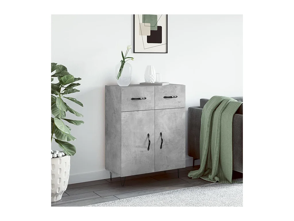 Credenza grigio cemento 69,5x34x90 cm in legno ingegnerizzato