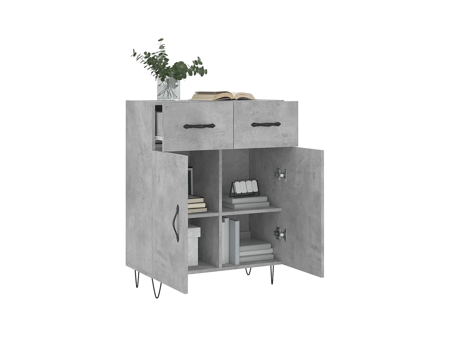 Credenza grigio cemento 69,5x34x90 cm in legno ingegnerizzato