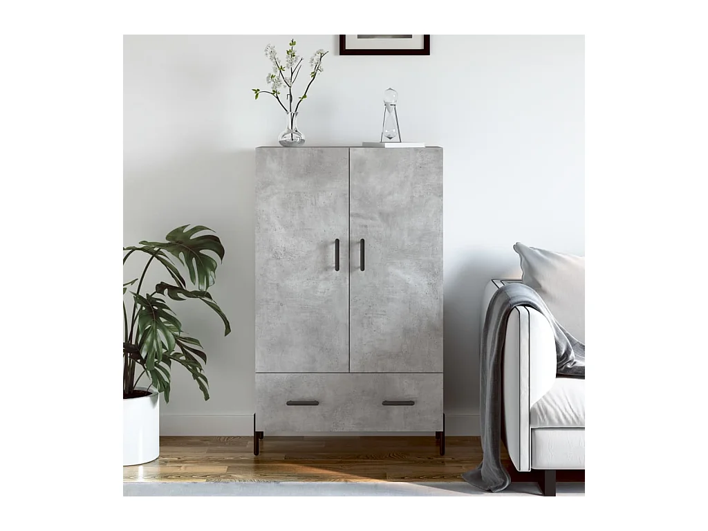 Buffet haut gris béton 69,5x31x115 cm bois d'ingénierie