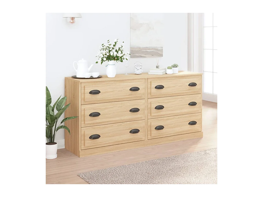 Buffets 2 pcs chêne sonoma bois d'ingénierie