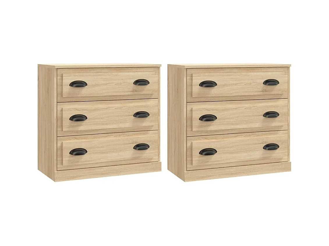 Buffets 2 pcs chêne sonoma bois d'ingénierie