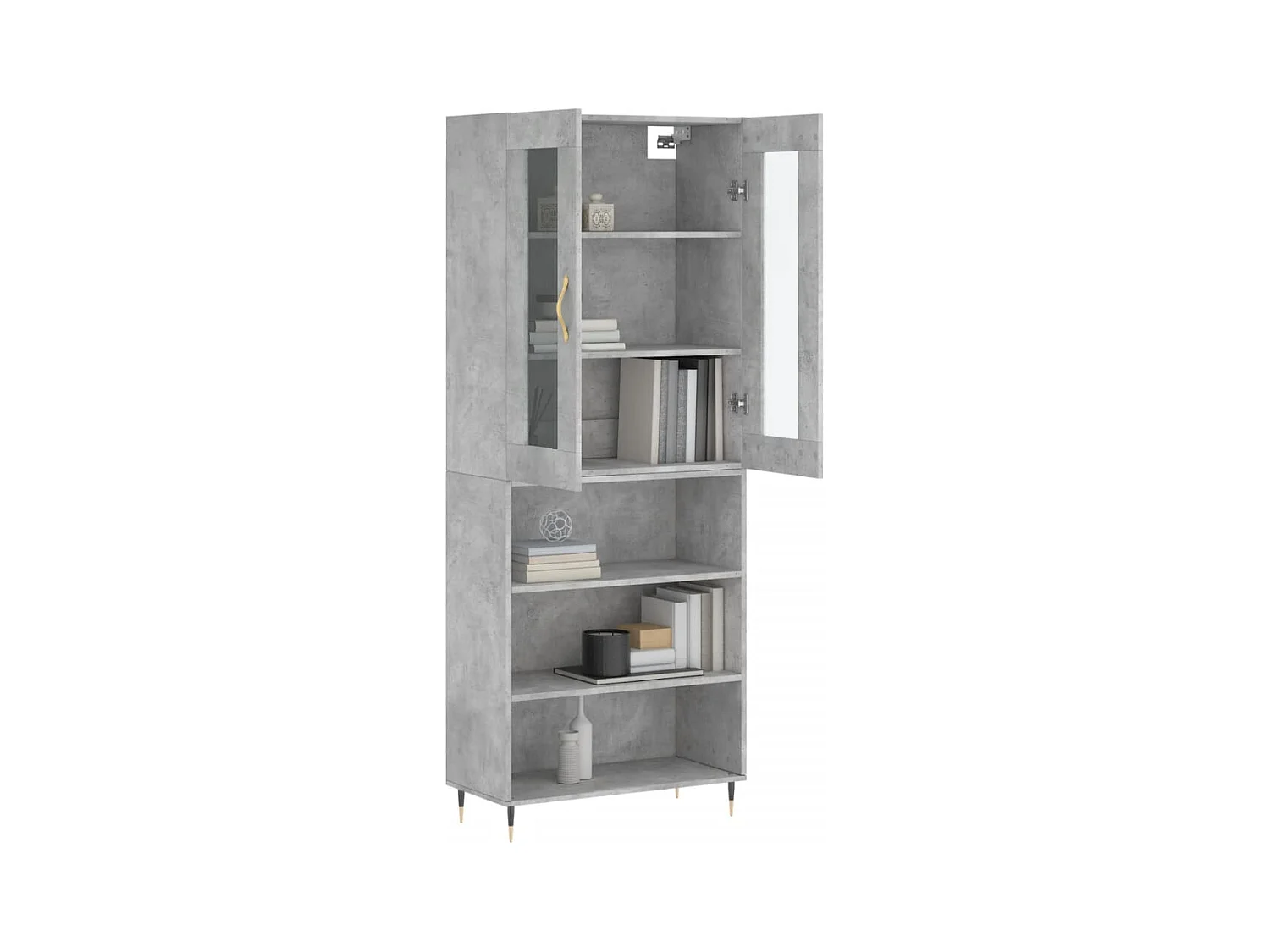 Buffet haut Gris béton 69,5x34x180 cm Bois d'ingénierie