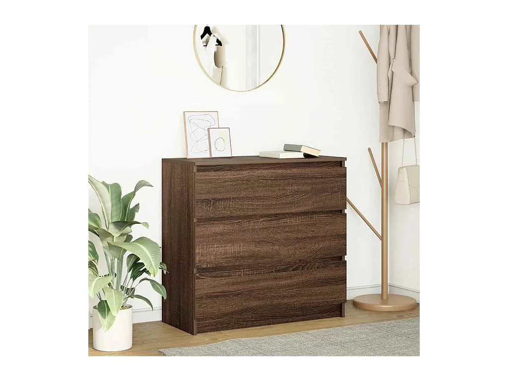 Aparador de roble marrón 80x35x76 cm madera de ingeniería