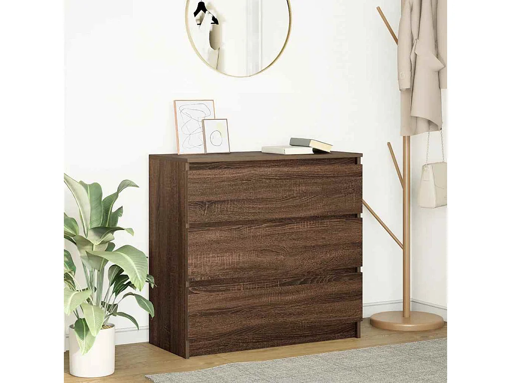 Credenza in rovere marrone 80x35x76 cm in legno ingegnerizzato