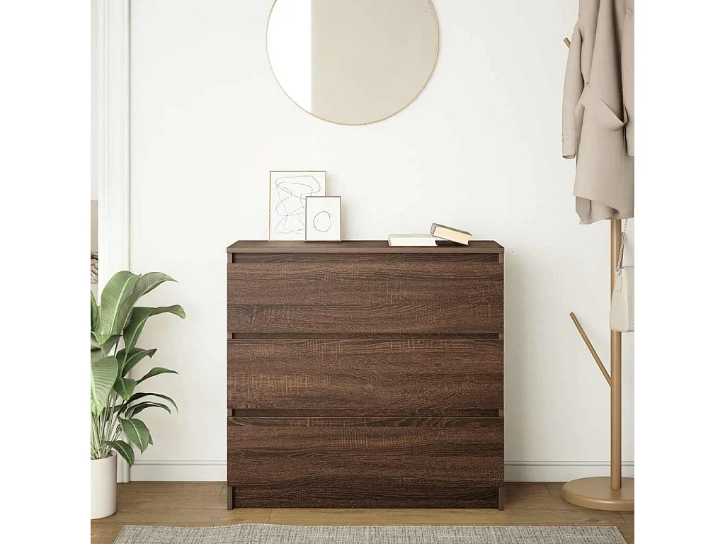 Credenza in rovere marrone 80x35x76 cm in legno ingegnerizzato