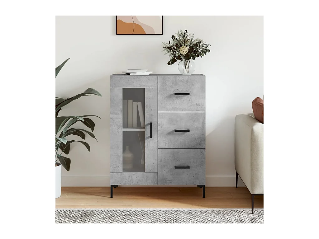 Buffet gris béton 69,5x34x90 cm bois d'ingénierie