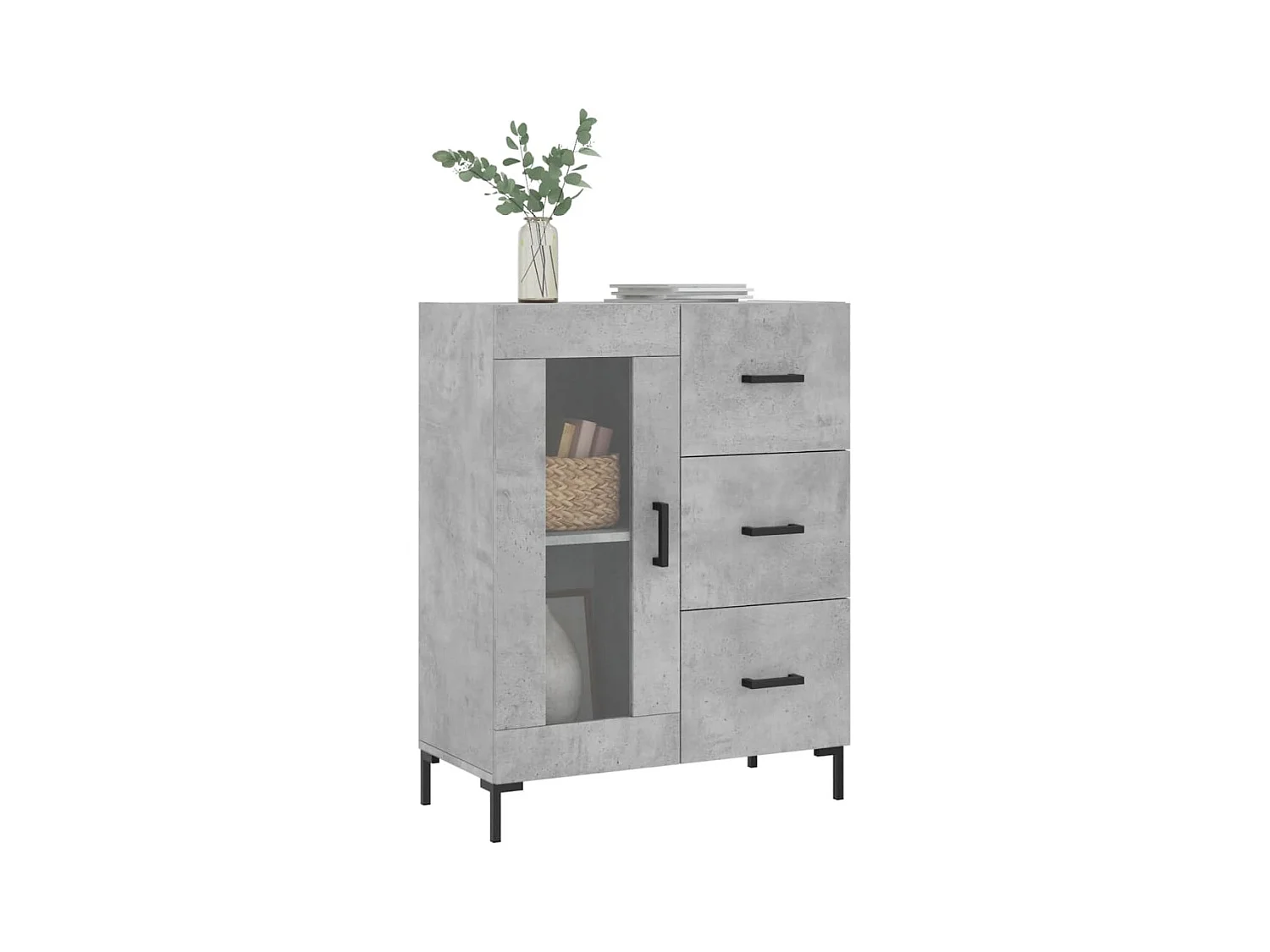Buffet gris béton 69,5x34x90 cm bois d'ingénierie