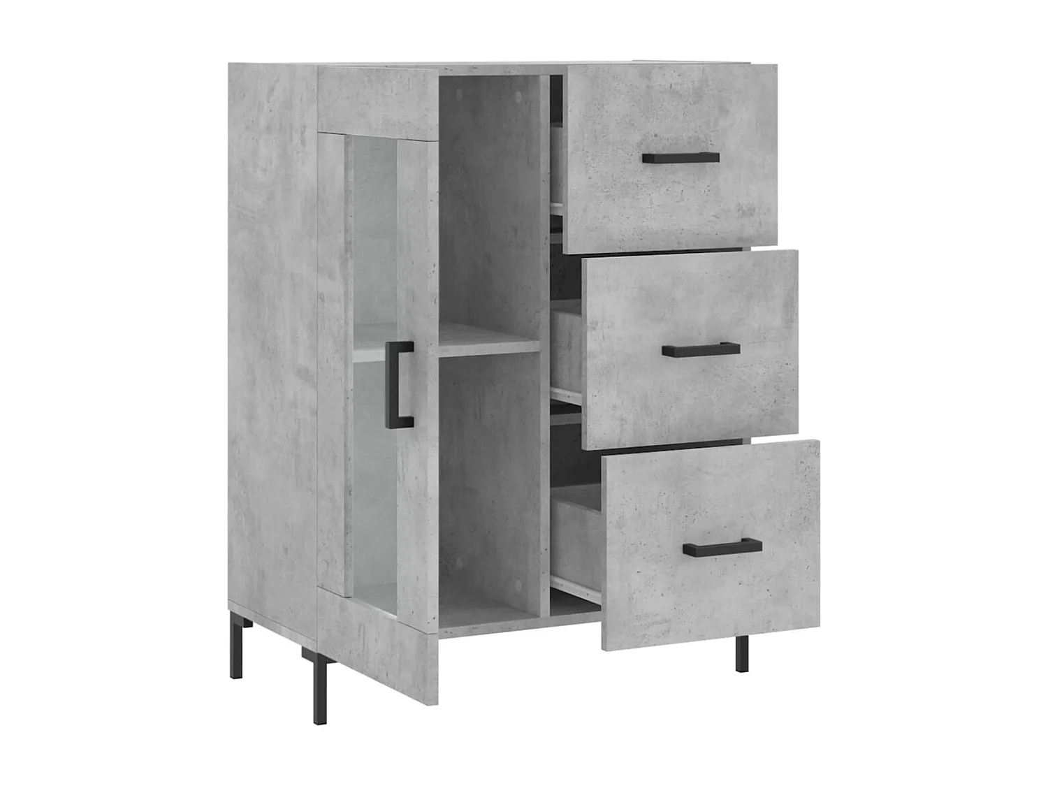 Buffet gris béton 69,5x34x90 cm bois d'ingénierie