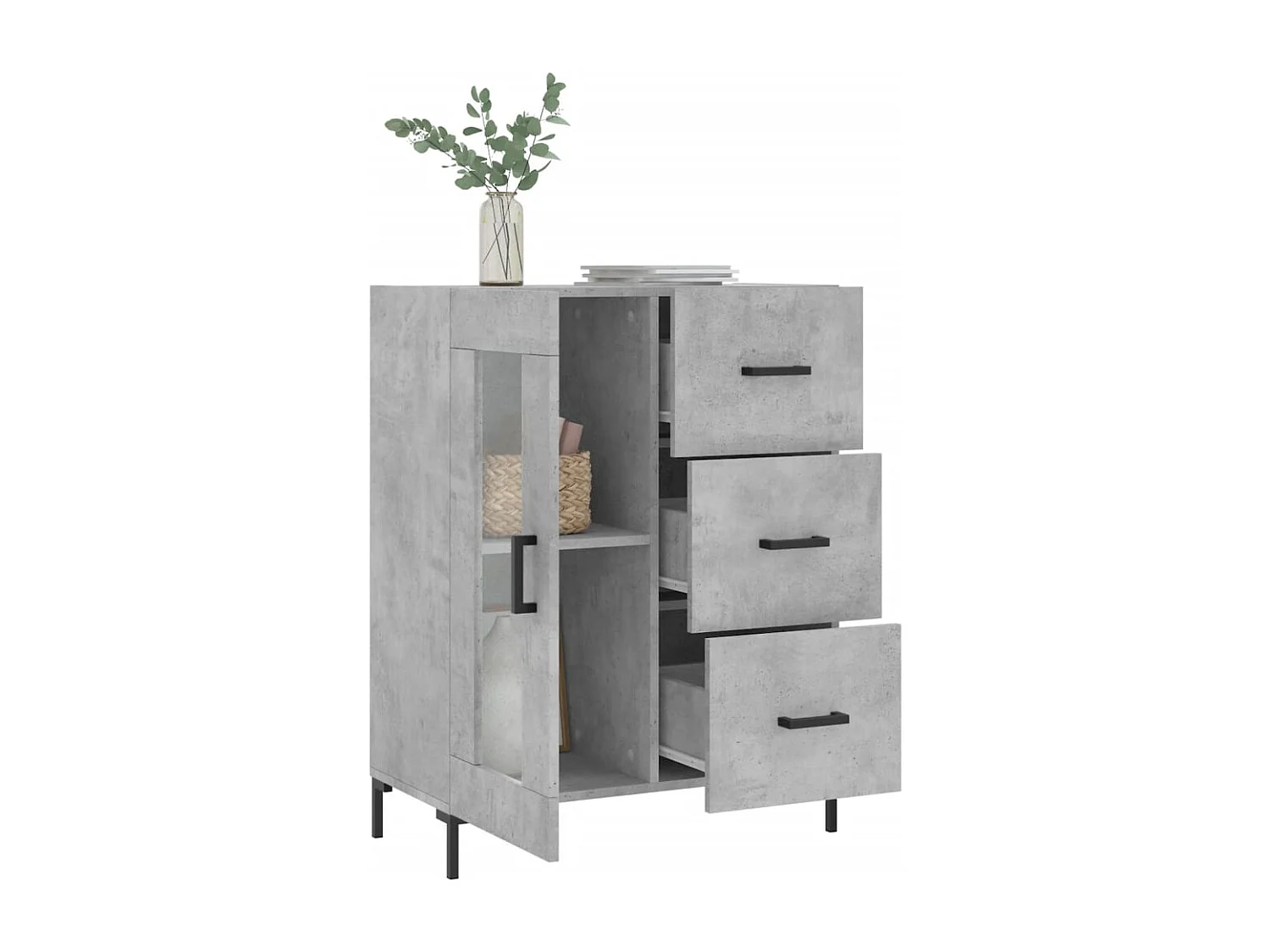 Credenza grigio cemento 69,5x34x90 cm in legno ingegnerizzato