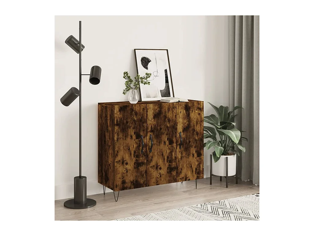 Buffet chêne fumé 90x34x80 cm bois d'ingénierie