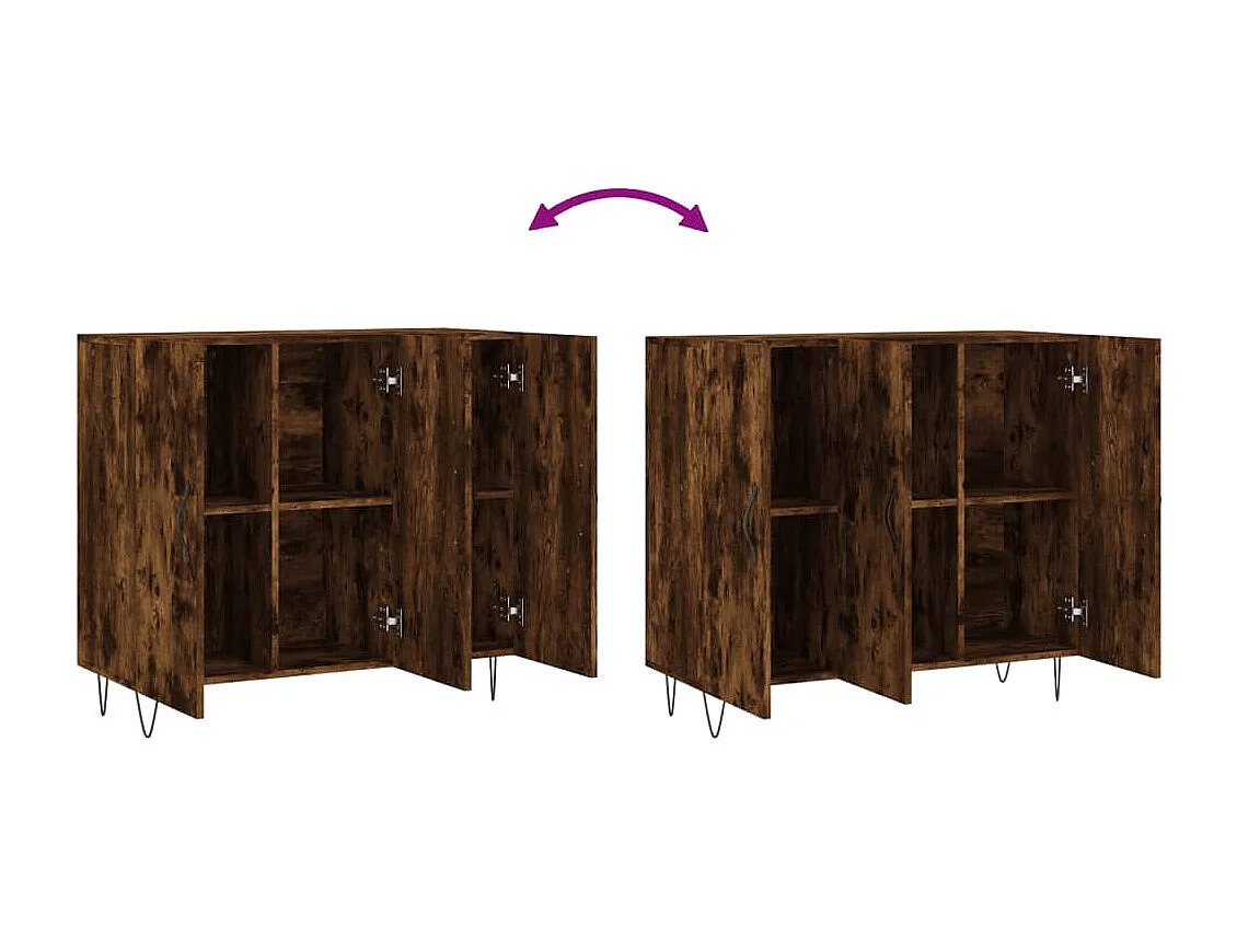 Gerookt eikenhouten dressoir 90x34x80 cm bewerkt hout