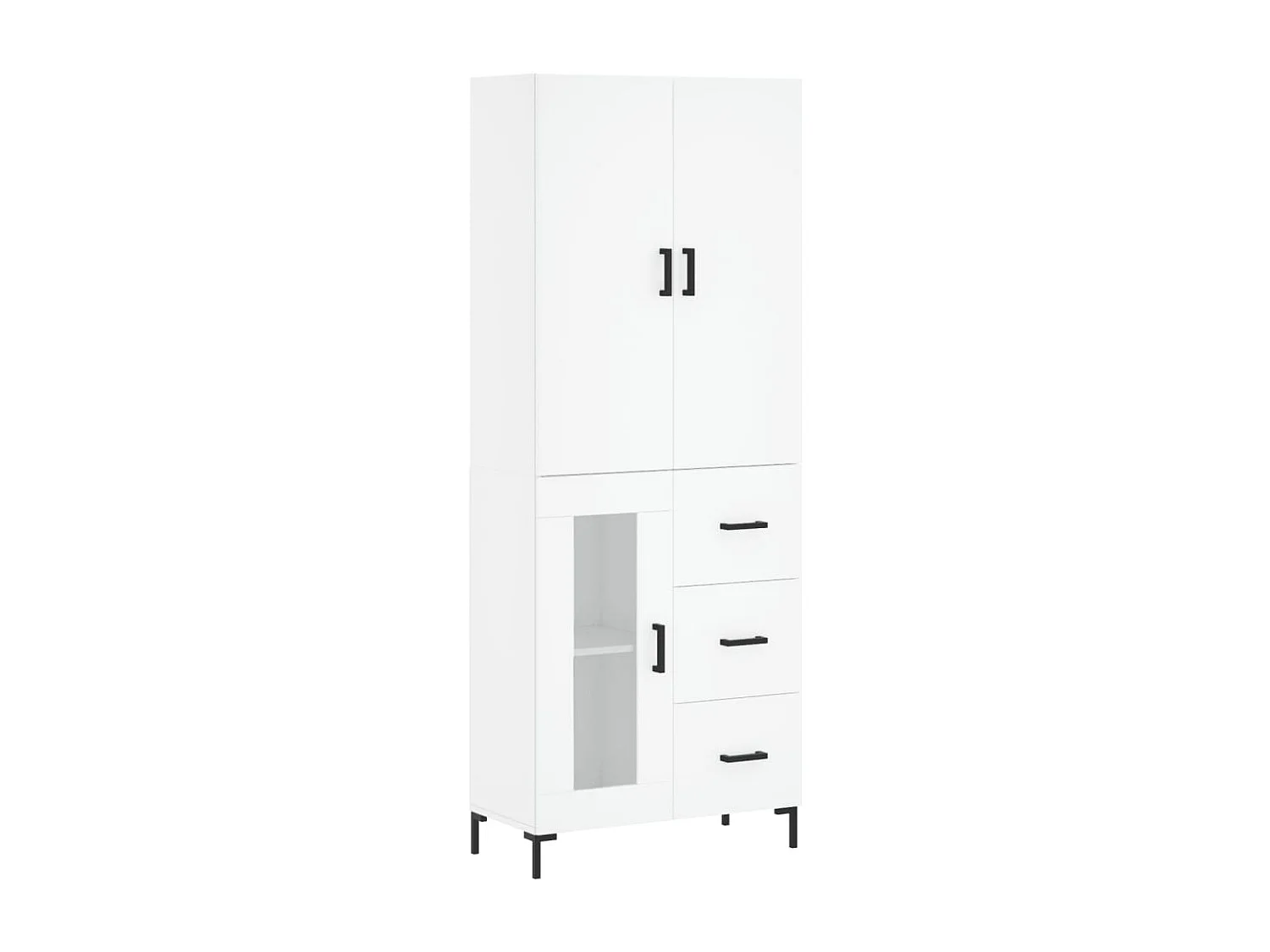 Credenza alta bianca 69,5x34x180 cm Legno ingegnerizzato