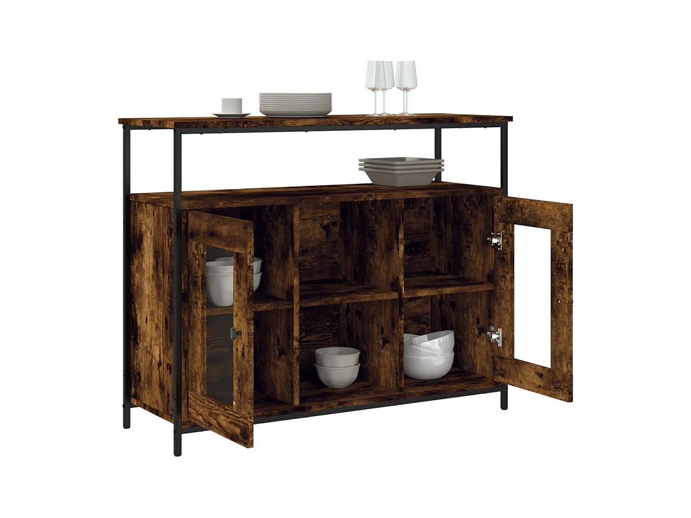 Buffet chêne fumé 100x35x80 cm bois d'ingénierie