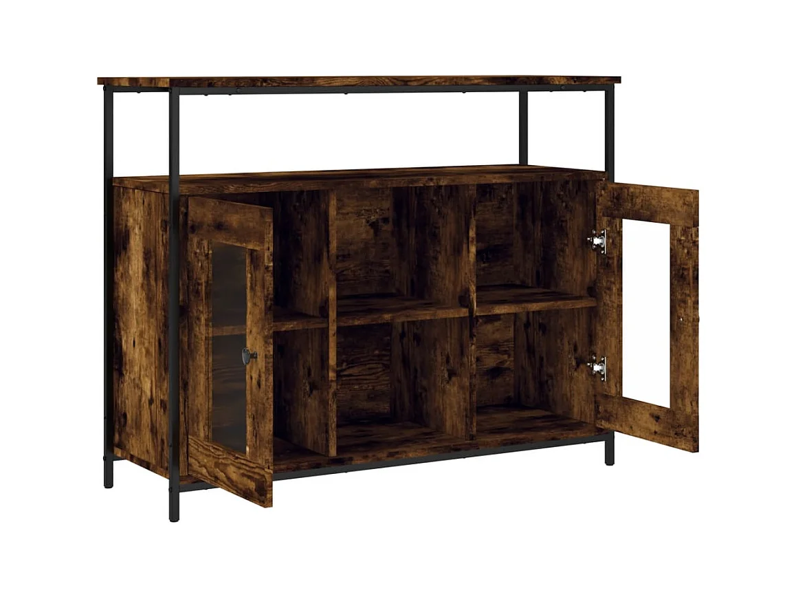 Buffet chêne fumé 100x35x80 cm bois d'ingénierie