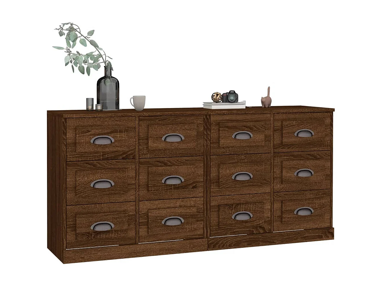 Buffets 2 pcs chêne marron bois d'ingénierie