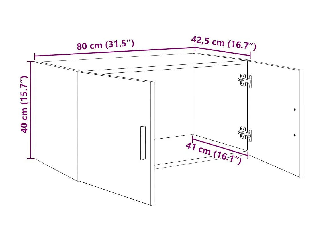 Meuble mural Chêne noir 80 x 42.5 x 40 cm Bois d'ingénierie
