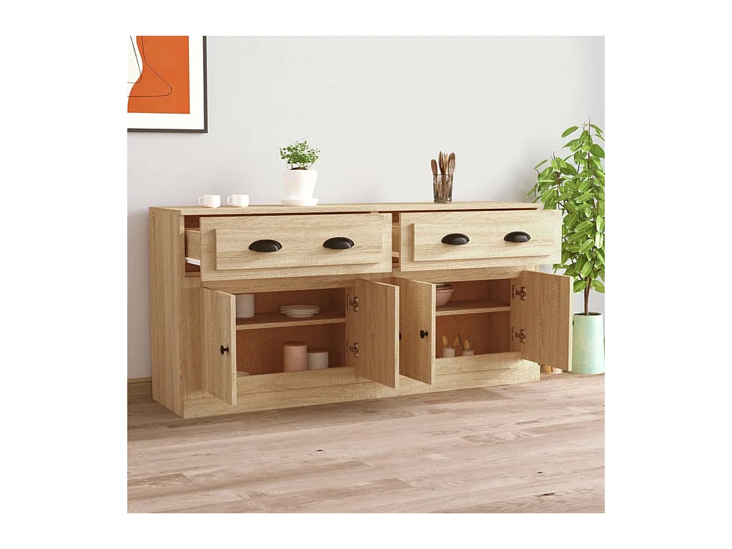 Buffets 2 pcs chêne sonoma bois d'ingénierie