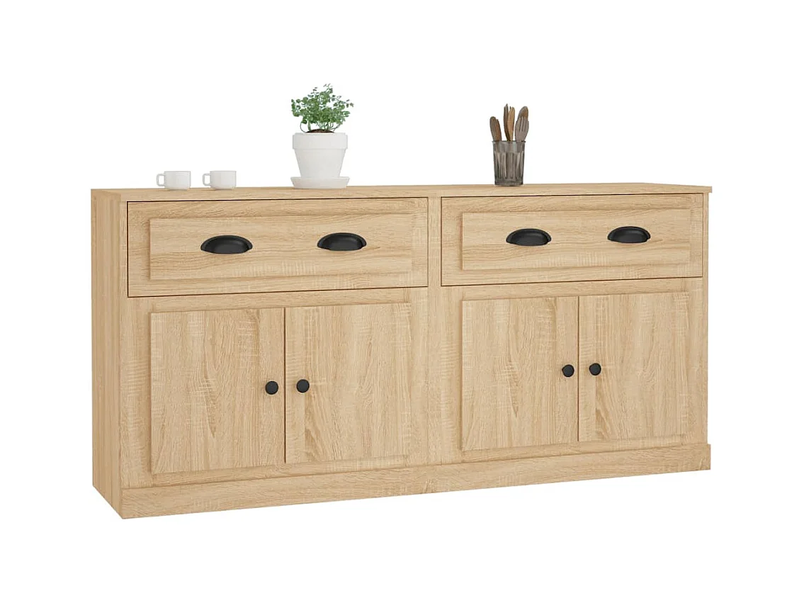 Buffets 2 pcs chêne sonoma bois d'ingénierie