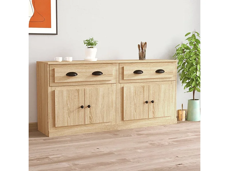 Buffets 2 pcs chêne sonoma bois d'ingénierie