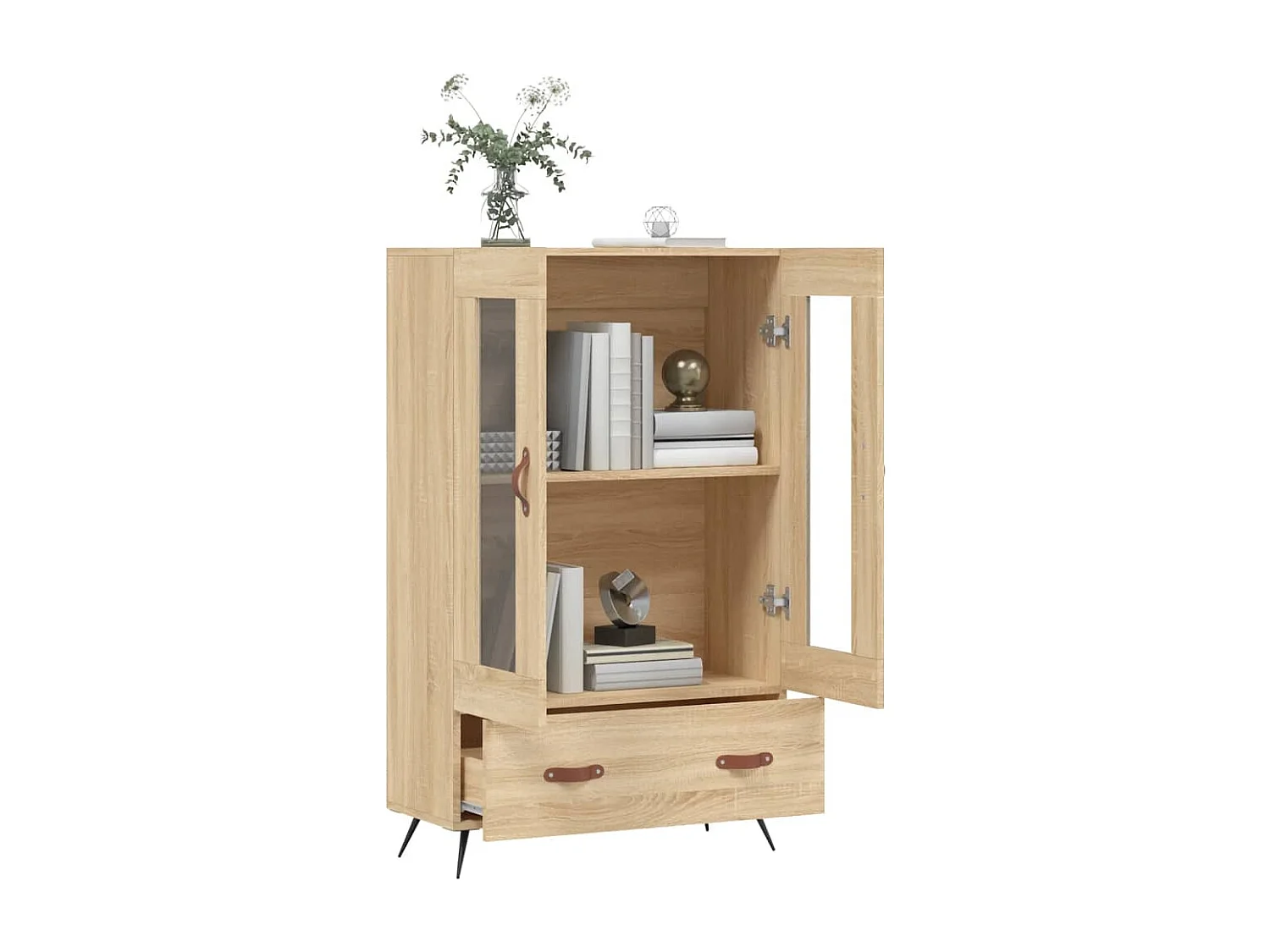 Buffet haut chêne sonoma 69,5x31x115 cm bois d'ingénierie