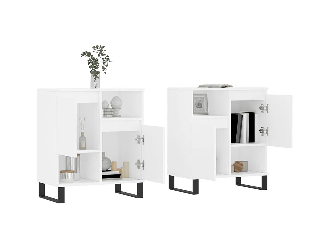 Buffets 2 pcs blanc bois d'ingénierie