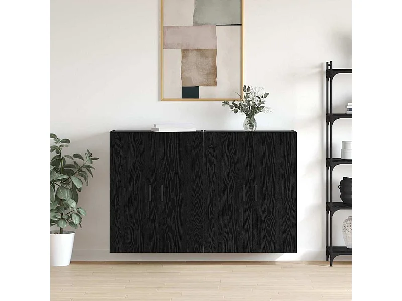 Pensili 2 pezzi Rovere Nero 69,5 x 34 x 90 cm